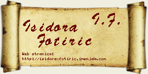 Isidora Fotirić vizit kartica